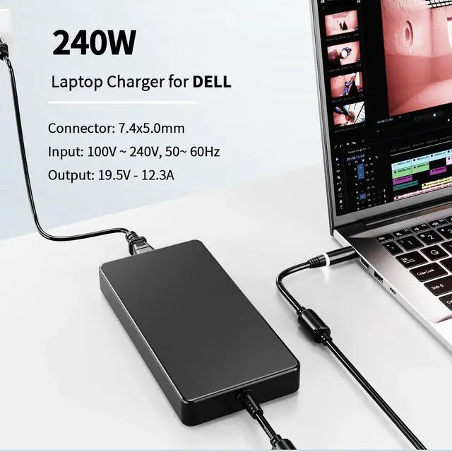 Alt view image 4 of 6 - 180W 240W 7.4mm Laptop Charger Fit for Dell G15 Alienware X17 Precision7780