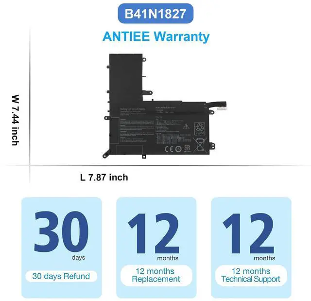Alt view image 6 of 6 - B41N1827 Laptop Battery for Asus ZenBook Flip 15 UM562/UX562/Q507/Q526 | UX562F/FA/FAC/UG/IA/IQ,UM562IA/IQ,Q507IQ,Q526F/FA/FAC,UX562FA-AC096T/AC103T/AC113T
