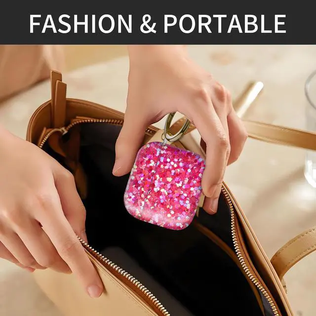 Alt view image 5 of 6 - Compatible with AirPod 4th Generation Case Cover with Keychain, Full Protective Shockproof Wireless Headphone Case for Women Men Girl (Pink)