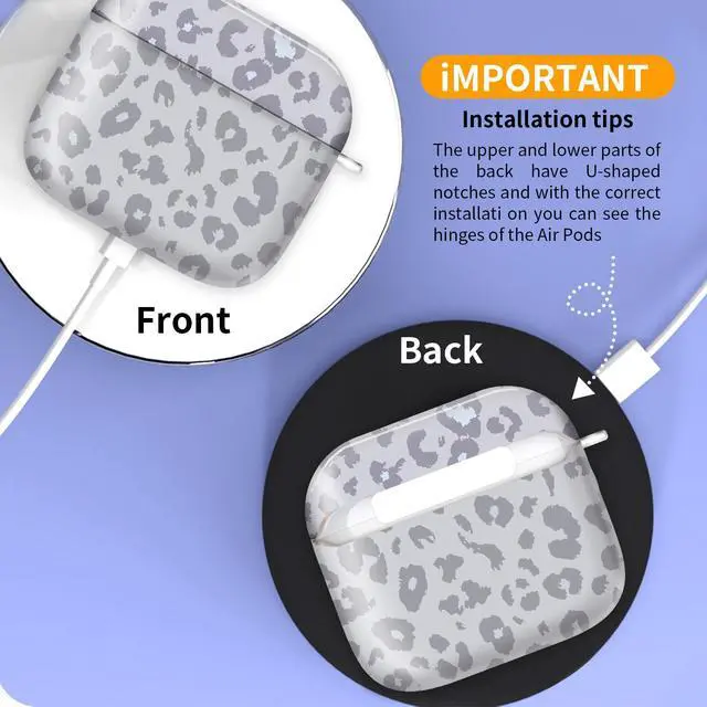 Alt view image 3 of 6 - Compatible with AirPod 4th Generation Case Cover with Keychain, Full Protective Shockproof Wireless Headphone Case for Women Men Girl (White Animal Leopard)