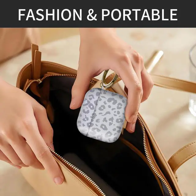Alt view image 5 of 6 - Compatible with AirPod 4th Generation Case Cover with Keychain, Full Protective Shockproof Wireless Headphone Case for Women Men Girl (White Animal Leopard)
