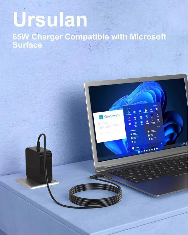 Alt view image 2 of 6 - 65W USB C Charger Compatible with Microsoft Surface Pro | Compatible with Microsoft Surface Pro (2025) 12 11 10 9 8 7+ 7, 13" (OLED) Surface Pro 2-in-1, 13" Snapdragon X Elite (2024)