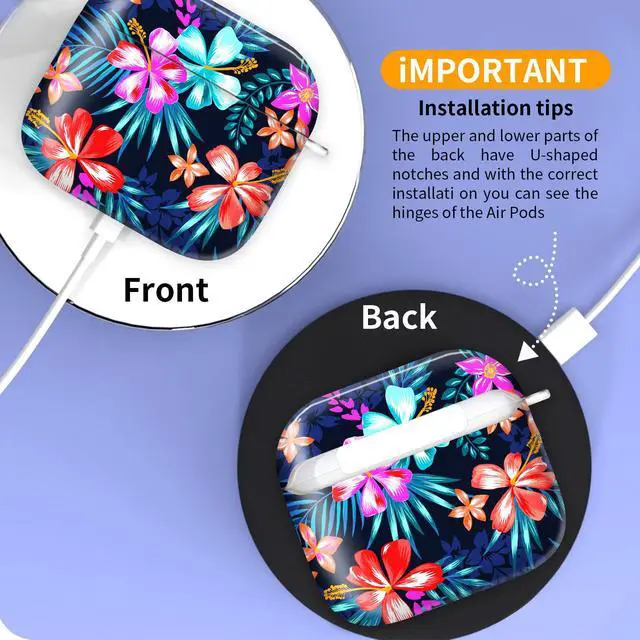 Alt view image 3 of 6 - Compatible with AirPod 4th Generation Case Cover with Keychain, Full Protective Shockproof Wireless Headphone Case for Women Men Girl (Colorful Flowers)