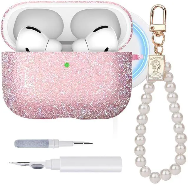Main image of Glitter Case for Airpods Pro 3,with Wristlet Keychain & Cleaning Kit | MagSafe Compatible | TPU Material | Sparkle | Durable | Shockproof | Glitter Pink