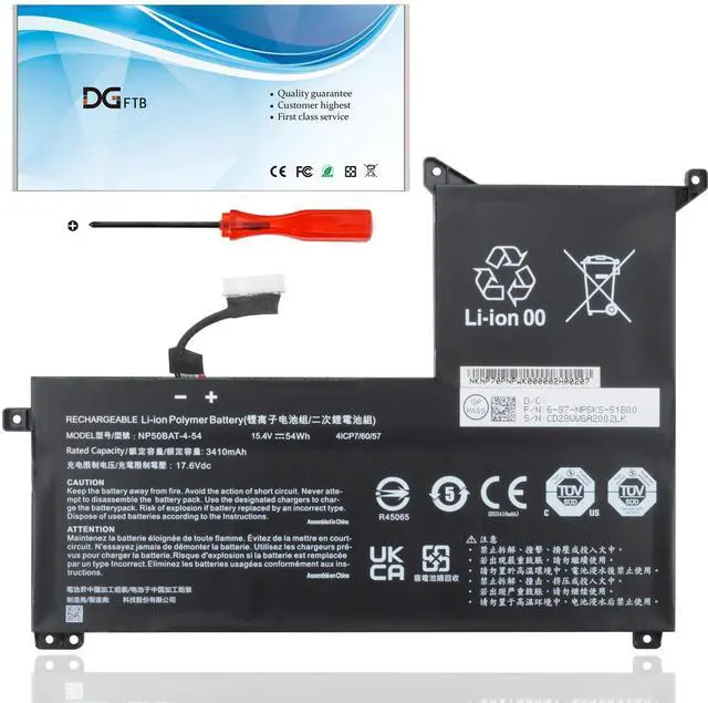 Main image of NP50BAT-4-54 New Laptop Battery Replacement for CLEVO NP70 X17 AT22 G7 KE XMG Focus 16 X15 at 6-87-NPSKS-53G00 Series 4ICP7/60/57 (15.4V 54Wh/3510mAh)