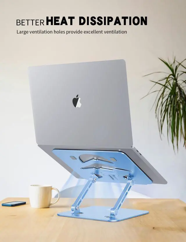 Alt view image 5 of 6 - Z-Shaped Laptop Stand for Desk Fits 10"-16" Notebook, Sky Blue | Adjustable Ergonomic Riser With Portable Folding Design for Comfortable Desk Work, Fit for MacBook, Dell, Acer and HP Laptops