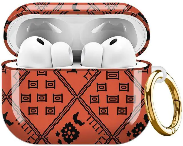 Main image of Compatible with AirPods Pro 3rd Generation Case (2025), Soft Cute TPU Drop Protective Shockproof Cover AirPods Pro 3 Case Accessories with Gold Keychain for Women Men Cute Geometric Pattern