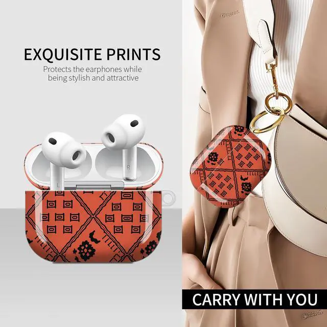 Alt view image 3 of 5 - Compatible with AirPods Pro 3rd Generation Case (2025), Soft Cute TPU Drop Protective Shockproof Cover AirPods Pro 3 Case Accessories with Gold Keychain for Women Men Cute Geometric Pattern