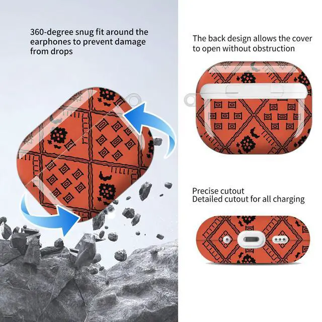 Alt view image 5 of 5 - Compatible with AirPods Pro 3rd Generation Case (2025), Soft Cute TPU Drop Protective Shockproof Cover AirPods Pro 3 Case Accessories with Gold Keychain for Women Men Cute Geometric Pattern