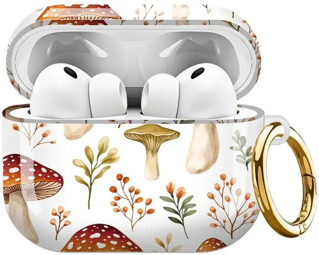 Main image of Compatible with AirPods Pro 3rd Generation Case (2025), Soft Cute TPU Drop Protective Shockproof Cover AirPods Pro 3 Case Accessories with Gold Keychain for Women Men Cute Boho Mushroom