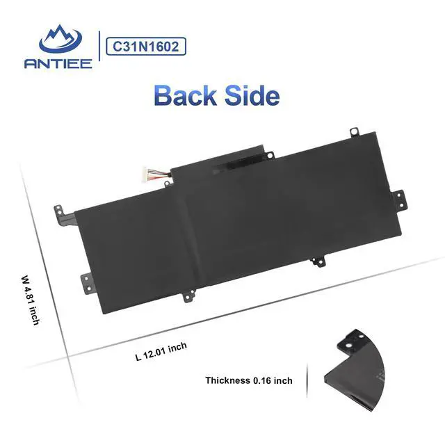 Alt view image 6 of 6 - C31N1602 57Wh Laptop Battery for Asus ZenBook U3000U UX330 Series | UX330U UX330UA UX330UA-1A UX330UA-1B UX330UA-FB018R UX330UA-1C UX330UA-FB161T Series C31N16O2 0B200-02090000 11.55V 4940mAh