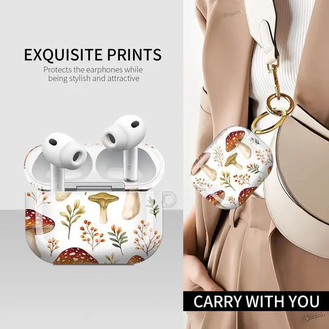 Alt view image 3 of 5 - Compatible with AirPods Pro 3rd Generation Case (2025), Soft Cute TPU Drop Protective Shockproof Cover AirPods Pro 3 Case Accessories with Gold Keychain for Women Men Cute Boho Mushroom