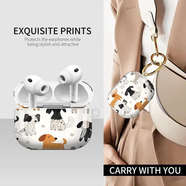 Alt view image 3 of 5 - Compatible with AirPods Pro 3rd Generation Case (2025), Soft Cute TPU Drop Protective Shockproof Cover AirPods Pro 3 Case Accessories with Gold Keychain for Women Men Cute Colorful Dogs