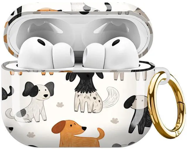 Main image of Compatible with AirPods Pro 3rd Generation Case (2025), Soft Cute TPU Drop Protective Shockproof Cover AirPods Pro 3 Case Accessories with Gold Keychain for Women Men Cute Colorful Dogs