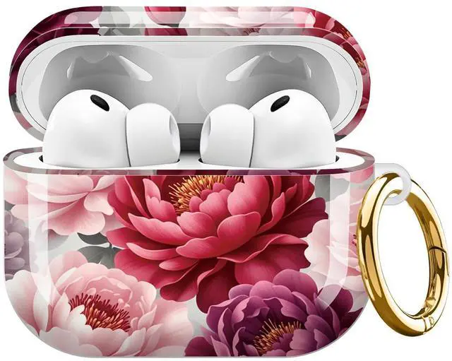 Main image of Compatible with AirPods Pro 3rd Generation Case (2025), Soft Cute TPU Drop Protective Shockproof Cover AirPods Pro 3 Case Accessories with Gold Keychain for Women Men Cute Colorful Flowers