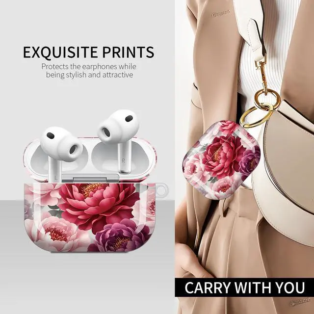 Alt view image 3 of 5 - Compatible with AirPods Pro 3rd Generation Case (2025), Soft Cute TPU Drop Protective Shockproof Cover AirPods Pro 3 Case Accessories with Gold Keychain for Women Men Cute Colorful Flowers