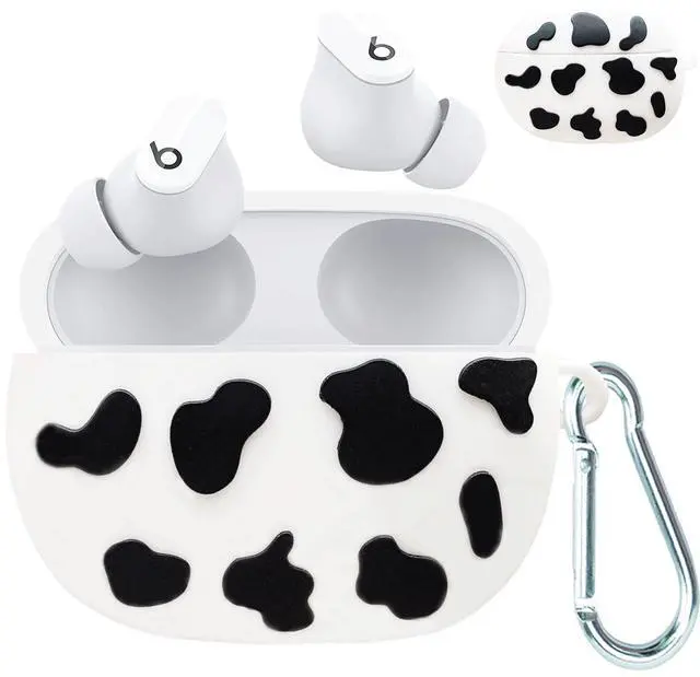 Main image of Compatible with Beats Studio Buds Case Cow Print, Cute Beats Studio Buds Case for Women Girls, Soft Silicone Beats Studio Earbuds Case Cover with Keychain, Ear Bud Protective Cases Accessories