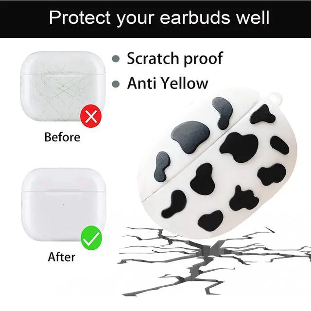 Alt view image 2 of 7 - Compatible with Beats Studio Buds Case Cow Print, Cute Beats Studio Buds Case for Women Girls, Soft Silicone Beats Studio Earbuds Case Cover with Keychain, Ear Bud Protective Cases Accessories