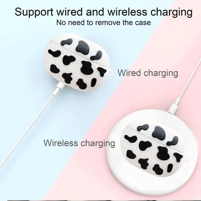 Alt view image 6 of 7 - Compatible with Beats Studio Buds Case Cow Print, Cute Beats Studio Buds Case for Women Girls, Soft Silicone Beats Studio Earbuds Case Cover with Keychain, Ear Bud Protective Cases Accessories