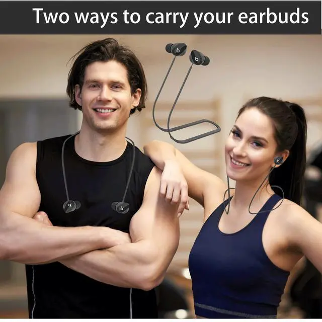 Alt view image 2 of 5 - Compatible with Beats Studio Buds Strap, Sports Silicone Beats Earbuds Lanyard, Anti Lost Studio Buds Straps Accessories, Anti-Lost Neck Rope Cord Soft, Running Holder Connector, (Black)