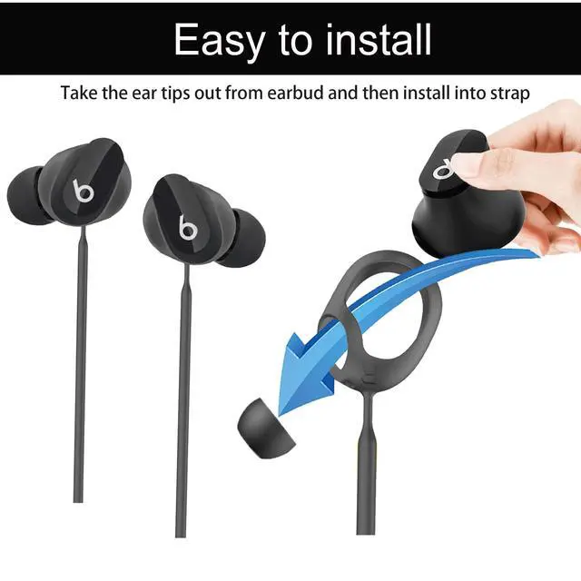 Alt view image 3 of 5 - Compatible with Beats Studio Buds Strap, Sports Silicone Beats Earbuds Lanyard, Anti Lost Studio Buds Straps Accessories, Anti-Lost Neck Rope Cord Soft, Running Holder Connector, (Black)