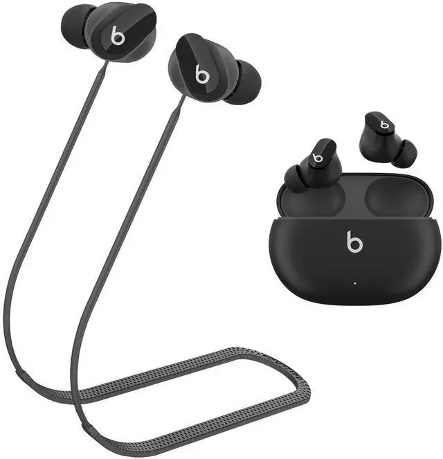 Main image of Compatible with Beats Studio Buds Strap, Sports Silicone Beats Earbuds Lanyard, Anti Lost Studio Buds Straps Accessories, Anti-Lost Neck Rope Cord Soft, Running Holder Connector, (Black)