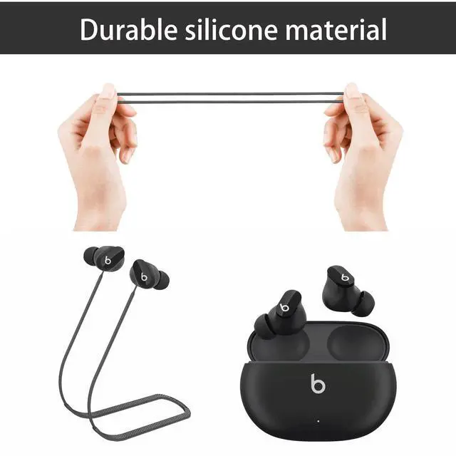Alt view image 5 of 5 - Compatible with Beats Studio Buds Strap, Sports Silicone Beats Earbuds Lanyard, Anti Lost Studio Buds Straps Accessories, Anti-Lost Neck Rope Cord Soft, Running Holder Connector, (Black)