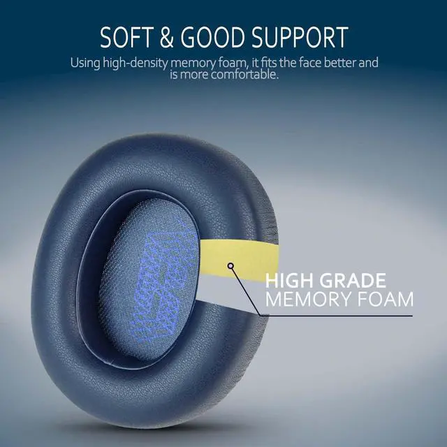 Alt view image 2 of 6 - Memory Ear Pad Replacements for JBL Live 650 BTNC & E65BTNC, Compatible with JBL E65, E65BTNC, Duet NC, Live 650BTNC, Live 660 BTNC Headphones - Blue