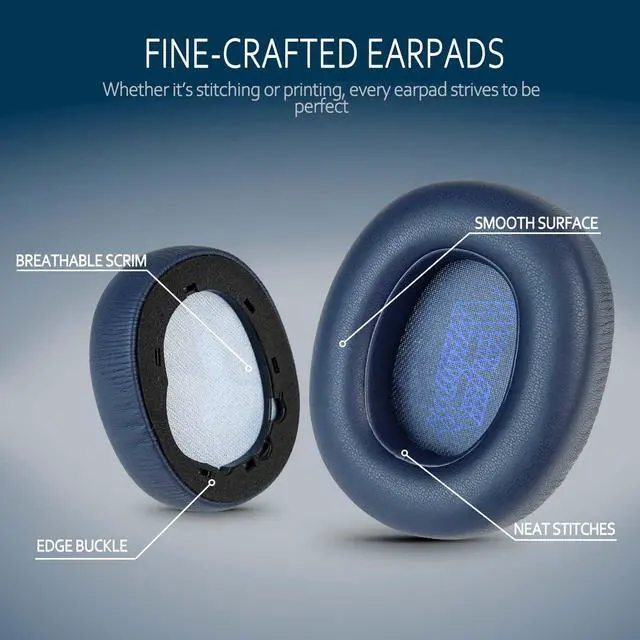 Alt view image 3 of 6 - Memory Ear Pad Replacements for JBL Live 650 BTNC & E65BTNC, Compatible with JBL E65, E65BTNC, Duet NC, Live 650BTNC, Live 660 BTNC Headphones - Blue