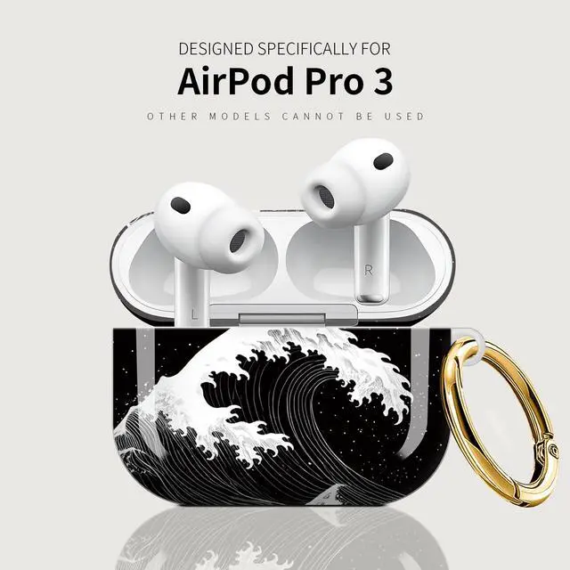 Alt view image 5 of 7 - Case Compatible with AirPod Pro 3 2025, Cute Protective Cover with Keychain for AirPod Pro 3rd Generation, Full Protection Case for Women Girls(Abstract Wave)