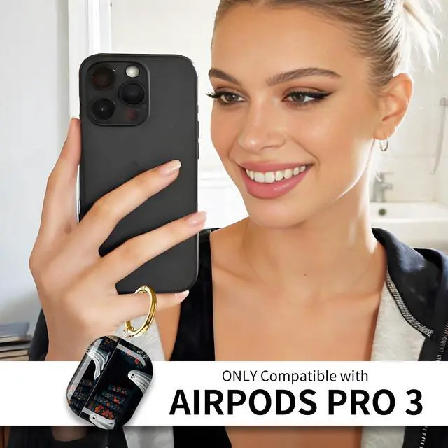 Alt view image 2 of 5 - Compatible with AirPods Pro 3rd Generation Case (2025), Soft Cute TPU Drop Protective Shockproof Cover AirPods Pro 3 Case Accessories with Gold Keychain for Women Men Cute Ghost Bookshelf