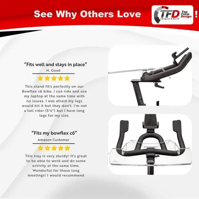 Alt view image 6 of 7 - The Tray for Schwinn IC4 & Bowflex C6 Bikes, Made in USA | Premium acrylic desk tray holds laptop, tablet, phone and books; compatible with both bike models