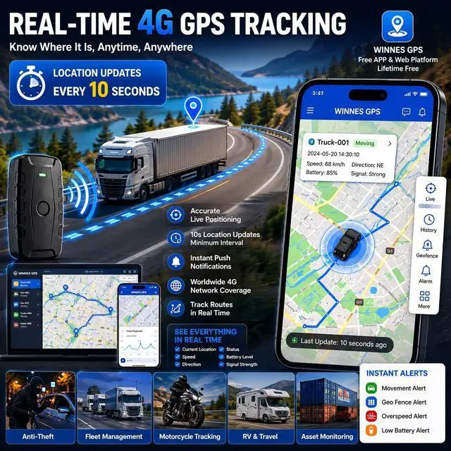 Alt view image 5 of 6 - Car GPS Tracker for Vehicles Long Battery Life 20000mAh Tracker Device Real-Time and Precise Location Tracking Device Magnetic Waterproof Multiple Alarm App iOS/Android TK918 4G