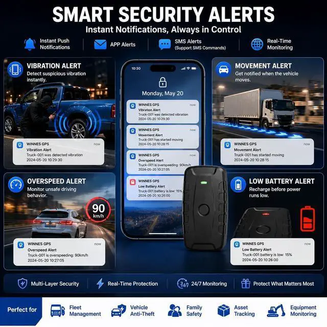 Alt view image 6 of 6 - Car GPS Tracker for Vehicles Long Battery Life 20000mAh Tracker Device Real-Time and Precise Location Tracking Device Magnetic Waterproof Multiple Alarm App iOS/Android TK918 4G