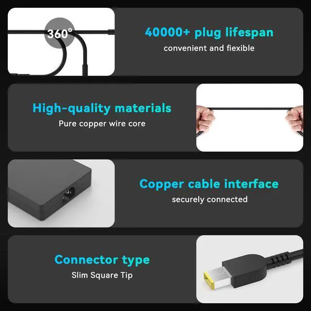 Alt view image 4 of 6 - 300W 245W AC Adapter Compatible with Lenovo Legion 5 7 7i Pro 5 5i Gen 10 Gen 9 Legion 7a 5a Gen 11 15AHP10 15IRX10 16IAX10 16IAX10H LOQ 15 17 15IRX10 17IRX10 Yoga Pro 9 Yoga AIO 7 Laptop