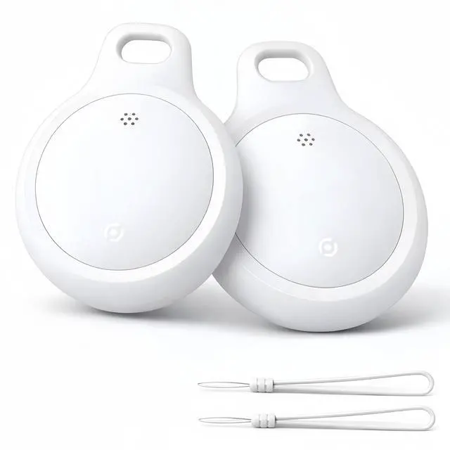 Main image of Bluetooth Tracker Works with Apple Find My & Android Find Hub Key Finder for Keys & Pet Collar, No Monthly Fee, Loud Alarm, Replaceable Battery(2 Pack, White)