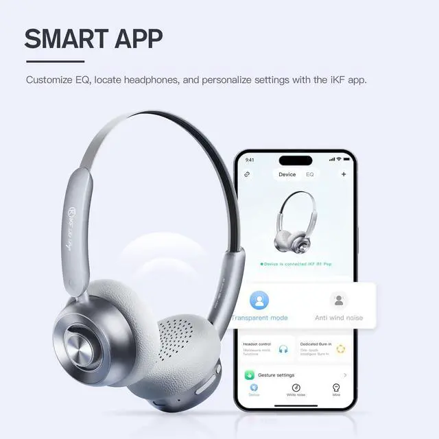Alt view image 7 of 7 - R1 Pop Bluetooth On-Ear Headphones, 75H Playtime, ENC Clear Call | 35ms Low Latency, Durable Steel Headband, App Custom, Movie Mode, Built-in Mic, Lightweight, Workout, Gaming, Green
