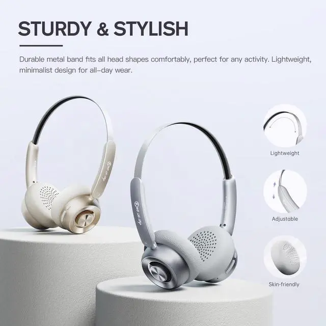 Alt view image 2 of 7 - R1 Pop Bluetooth On-Ear Headphones, 75H Playtime, ENC Clear Call | 35ms Low Latency, Durable Steel Headband, App Custom, Movie Mode, Built-in Mic, Lightweight, Workout, Gaming, Green