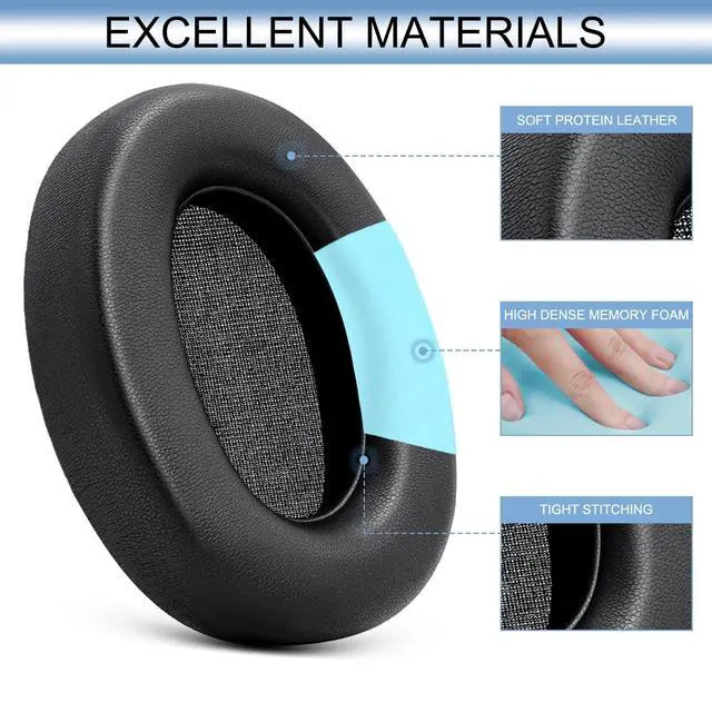 Alt view image 3 of 7 - Ear Pads Replacement for Skullcandy Crusher ANC 2 (Do Not Fit Crusher ANC) Over-Ear Noise Cancelling Wireless Headphones, Earpads Ear Cushions with Protein Leather Memory Foam (Black)