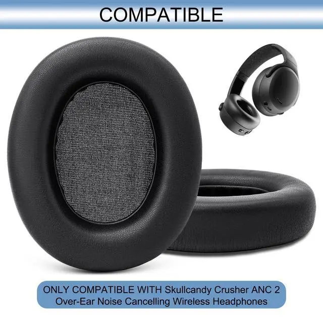 Alt view image 2 of 7 - Ear Pads Replacement for Skullcandy Crusher ANC 2 (Do Not Fit Crusher ANC) Over-Ear Noise Cancelling Wireless Headphones, Earpads Ear Cushions with Protein Leather Memory Foam (Black)