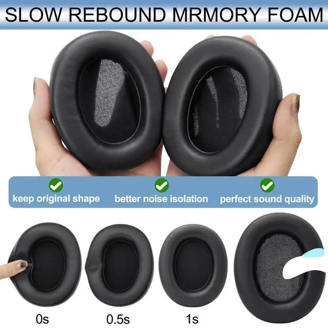 Alt view image 4 of 7 - Ear Pads Replacement for Skullcandy Crusher ANC 2 (Do Not Fit Crusher ANC) Over-Ear Noise Cancelling Wireless Headphones, Earpads Ear Cushions with Protein Leather Memory Foam (Black)