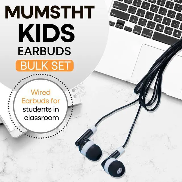 Alt view image 2 of 7 - 50 Pack Bulk Kids Earbuds for Classroom,Student Wired in Ear Headphones for School Librariy,3.5mm Jack,Wholesale Earphones for Chromebook Laptop PCBlack,YS101