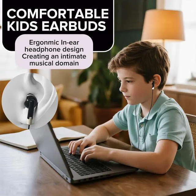 Alt view image 5 of 7 - 50 Pack Bulk Kids Earbuds for Classroom,Student Wired in Ear Headphones for School Librariy,3.5mm Jack,Wholesale Earphones for Chromebook Laptop PCBlack,YS101