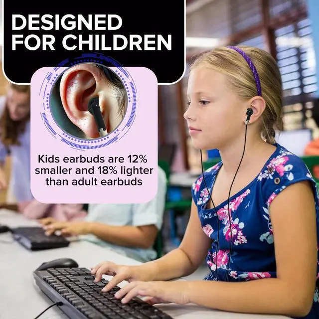 Alt view image 6 of 7 - 50 Pack Bulk Kids Earbuds for Classroom,Student Wired in Ear Headphones for School Librariy,3.5mm Jack,Wholesale Earphones for Chromebook Laptop PCBlack,YS101