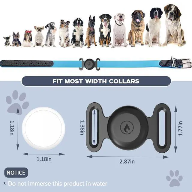Alt view image 5 of 7 - GPS Tracker for Dogs, Mini GPS Cat Tracker, IPX68 Waterproof GPS Tracker for Cats with Holder, No Monthly Fee, Work with Apple Find My(iOS Only), Smart Tracker for Dogs Finder Tracker Pets(Black-L)