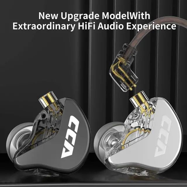 Alt view image 3 of 3 - CCA CA4 Dual Driver in Ear Earphones Zinc Alloy Cover + Imported Resin Cavity + Aluminum Alloy Sound Out, DJ in Ear Monitor for Enhance Bass, Mids and Clear Highs (Black No mic)