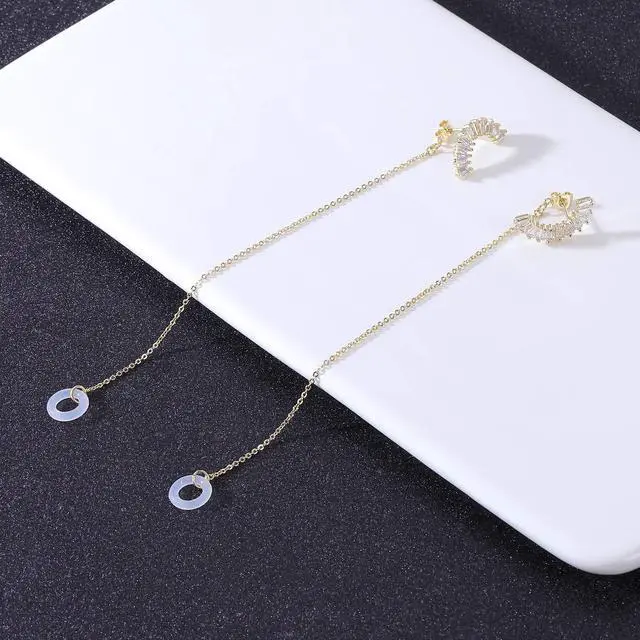 Alt view image 6 of 6 - Anti-lost Holder Earrings for AirPods 14K Gold Plated Dangle Earring Wireless Earphone Holder Strap Compatible with AirPods Pro 1 & 2 (Ear Stud-2)