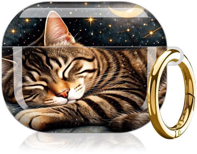 Main image of Compatible with AirPod Pro 3rd Gen(2025) Case,Protective Case for AirPod Pro 3rd Gen, Shockproof with Carabiner, Wireless Charging Compatible for Women Men(Sleeping Cat)