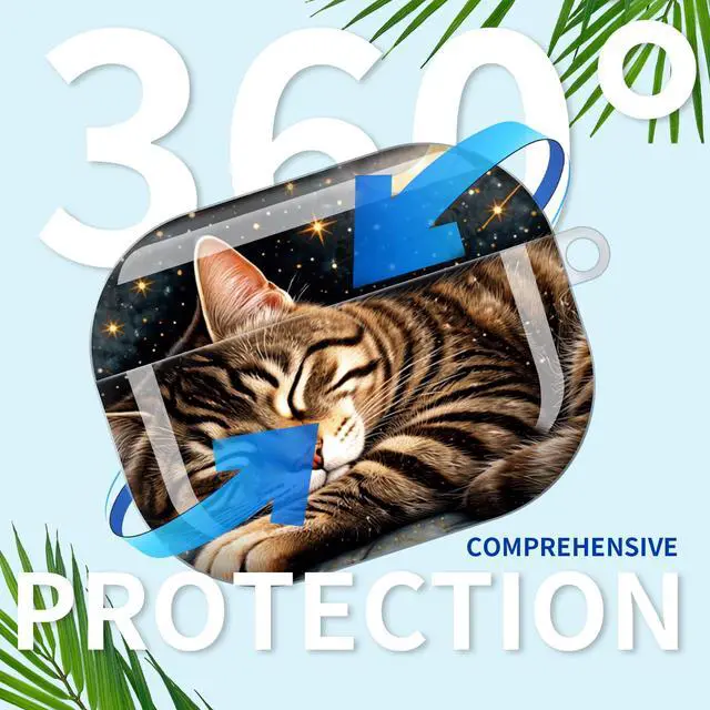 Alt view image 4 of 6 - Compatible with AirPod Pro 3rd Gen(2025) Case,Protective Case for AirPod Pro 3rd Gen, Shockproof with Carabiner, Wireless Charging Compatible for Women Men(Sleeping Cat)
