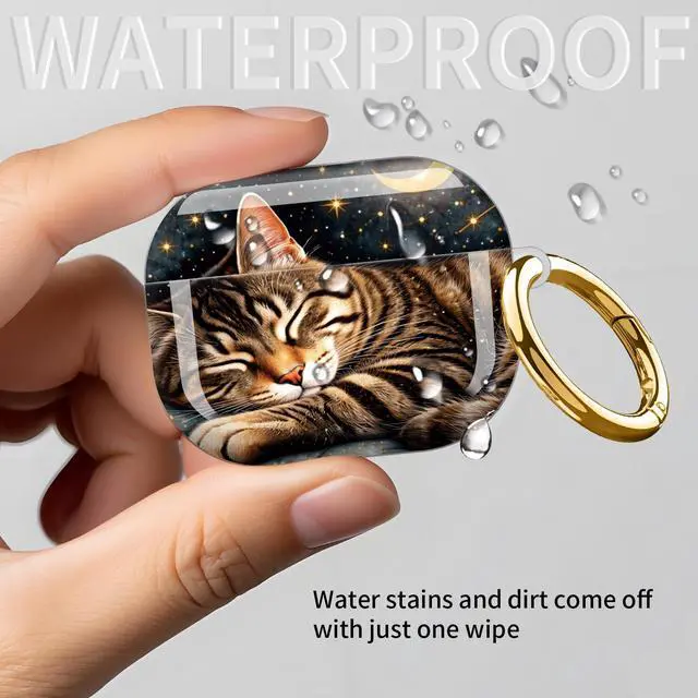 Alt view image 6 of 6 - Compatible with AirPod Pro 3rd Gen(2025) Case,Protective Case for AirPod Pro 3rd Gen, Shockproof with Carabiner, Wireless Charging Compatible for Women Men(Sleeping Cat)